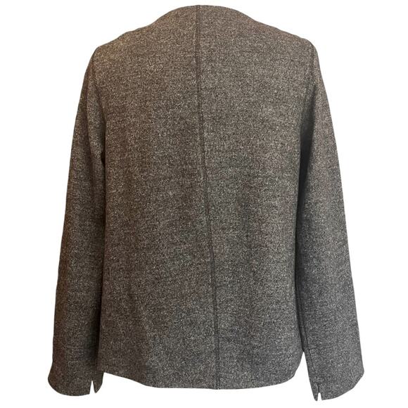 OSKA Wool Lady Jacket Blazer Womens 4/6 Charcoal Grey Concealed Snap Lagenlook - Picture 5 of 15